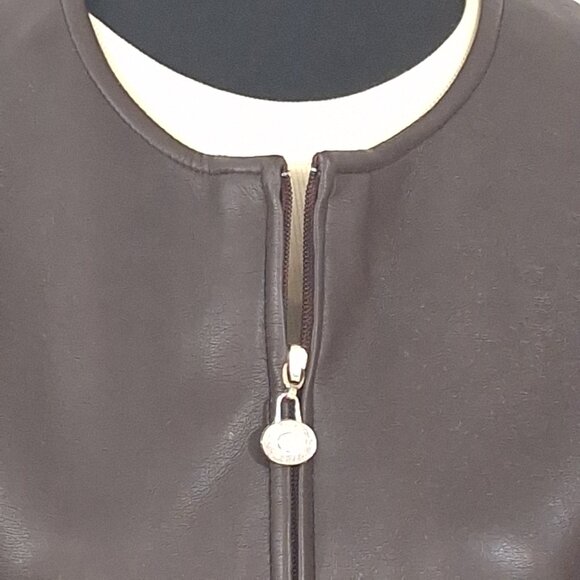 Objects D’Art Brown Pleather & Knit Vest Size Med 90s Artsy Vintage Made in USA - Picture 4 of 16